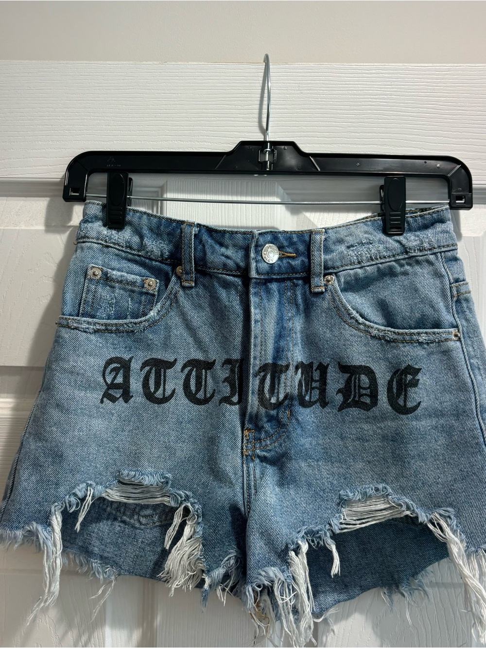 Attitude Distressed Denim Shorts